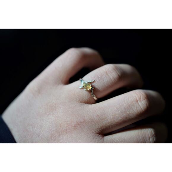 Raw Stone Opal Ring Rough Opal Engagement Ring Natural Opal Jewelry Single Stone - Picture 1 of 9